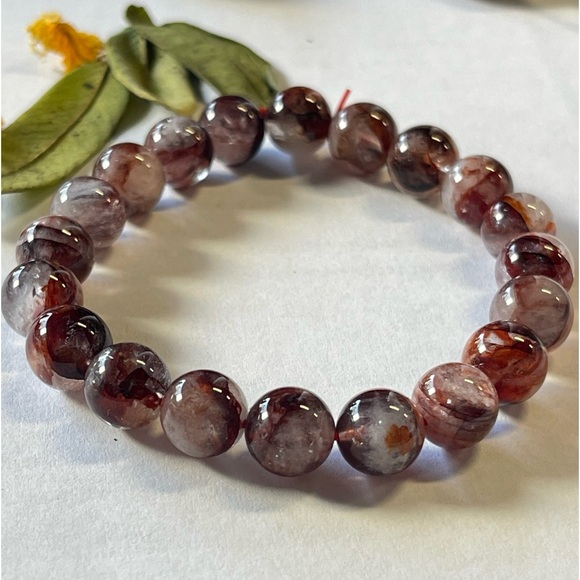Natural Fire Quartz Bracelet 9mm Crystal Gemstone Stretchy Bracelet - Picture 2 of 5